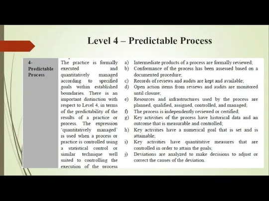 Level 4 – Predictable Process