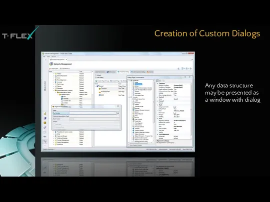 Creation of Custom Dialogs Any data structure may be presented as a window with dialog