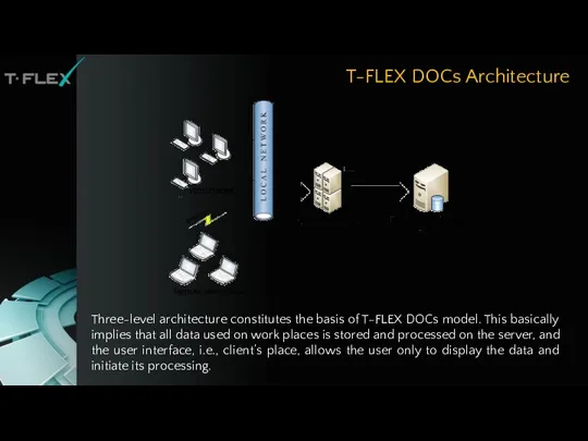 T-FLEX DOCs Architecture Three-level architecture constitutes the basis of T-FLEX DOCs model. This