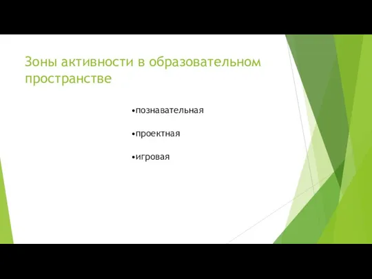 Зоны активности в образовательном пространстве познавательная проектная игровая