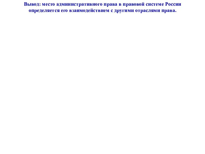 Вывод: место административного права в правовой системе России определяется его взаимодействием с другими отраслями права.