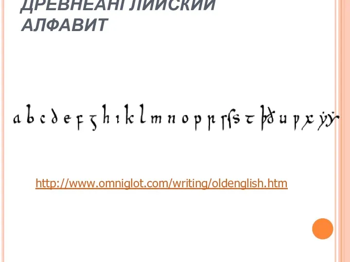 ДРЕВНЕАНГЛИЙСКИЙ АЛФАВИТ http://www.omniglot.com/writing/oldenglish.htm