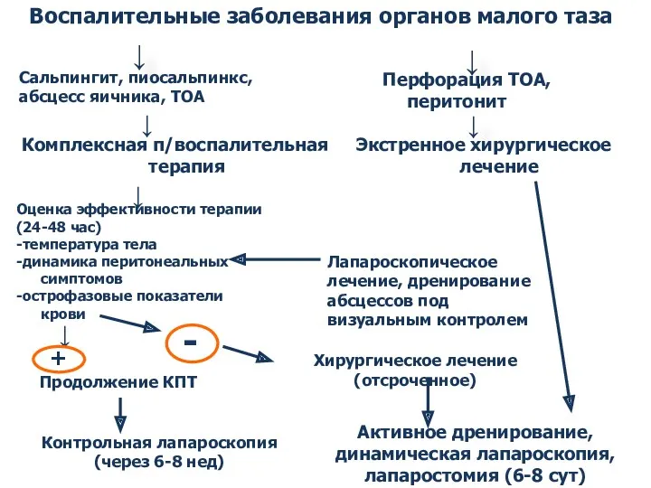 Воспалительные заболевания органов малого таза Сальпингит, пиосальпинкс, абсцесс яичника, ТОА