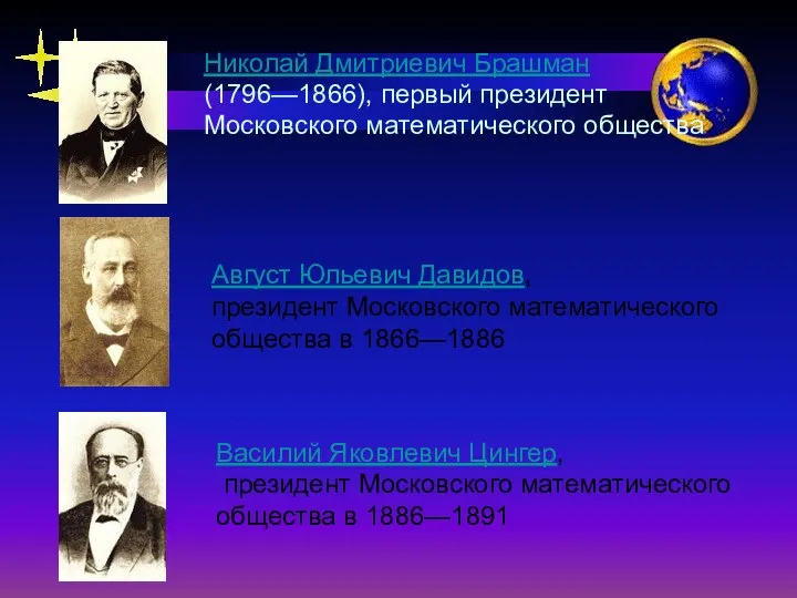 Август Юльевич Давидов, президент Московского математического общества в 1866—1886 Василий