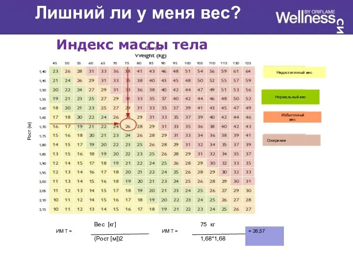 СИСТЕМА ЕСТЕСТВЕННОГО СНИЖЕНИЯ ВЕСА ИМТ = Вес [кг] (Рост [м])2