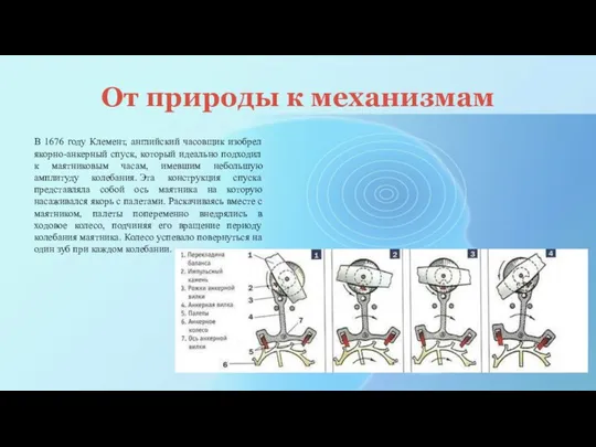 От природы к механизмам В 1676 году Клемент, английский часовщик