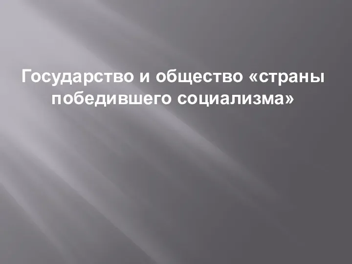 Государство и общество «страны победившего социализма»