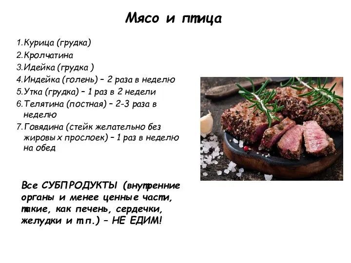 Мясо и птица Курица (грудка) Кролчатина Идейка (грудка ) Индейка