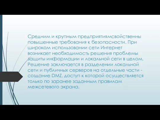 Средним и крупным предприятиямсвойственны повышенные требования к безопасности. При широком