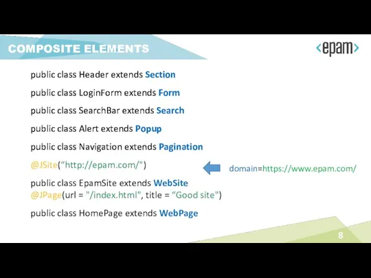 public class Header extends Section public class LoginForm extends Form