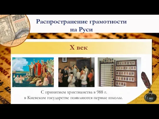 X век С принятием христианства в 988 г. в Киевском