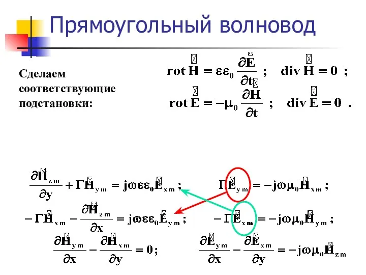 Прямоугольный волновод Сделаем соответствующие подстановки: