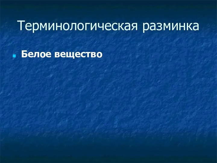 Терминологическая разминка Белое вещество