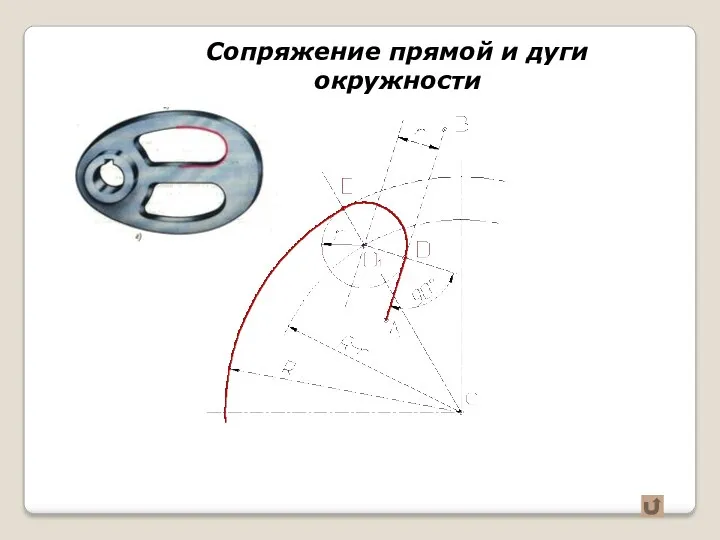 Сопряжение прямой и дуги окружности