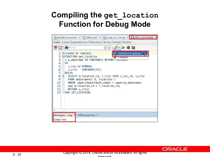 Compiling the get_location Function for Debug Mode