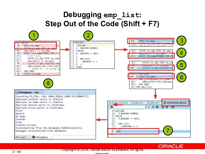 Debugging emp_list: Step Out of the Code (Shift + F7)