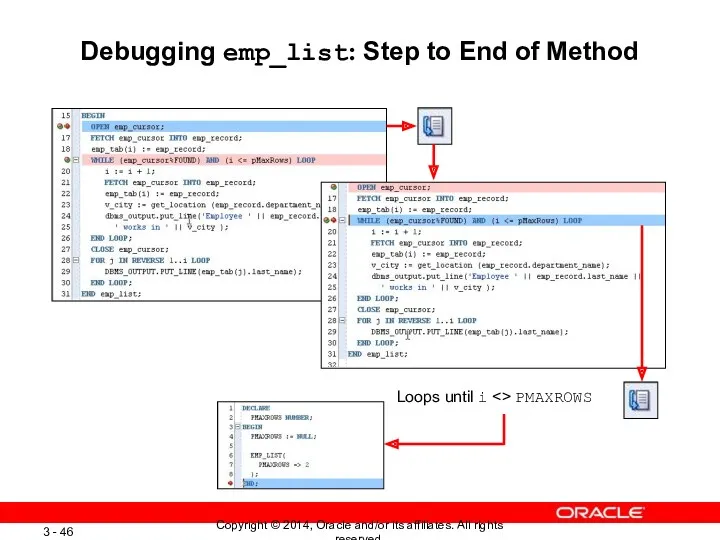 Debugging emp_list: Step to End of Method Loops until i PMAXROWS