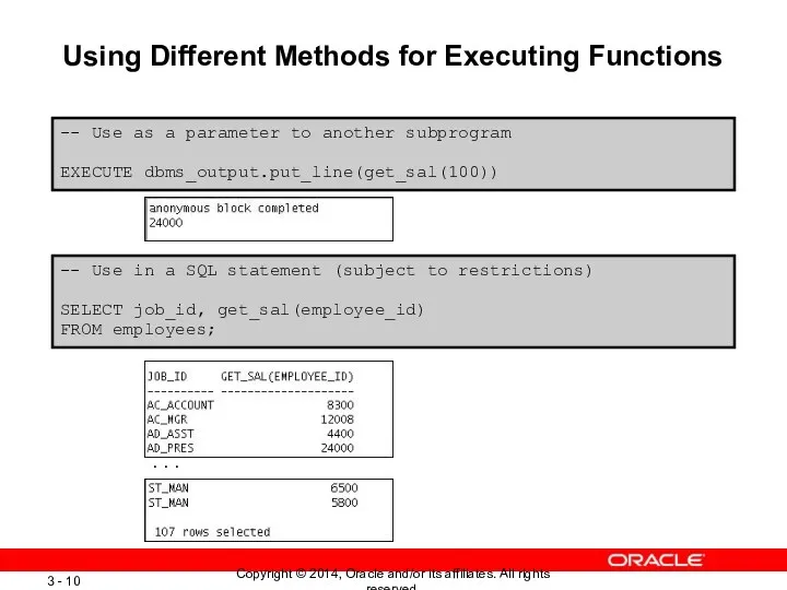 Using Different Methods for Executing Functions -- Use as a