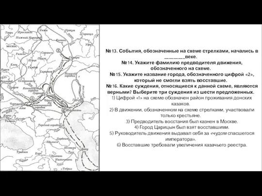 № 13. События, обозначенные на схеме стрелками, начались в _________веке.