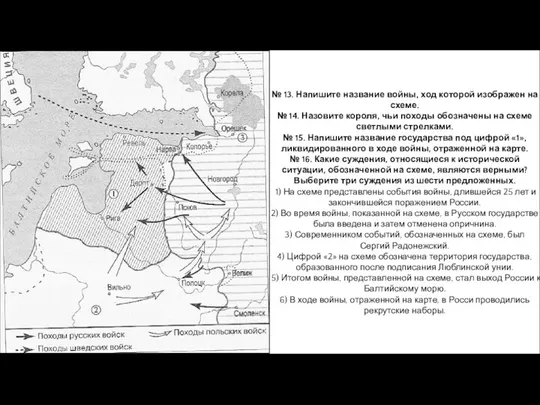 № 13. Напишите название войны, ход которой изображен на схеме.