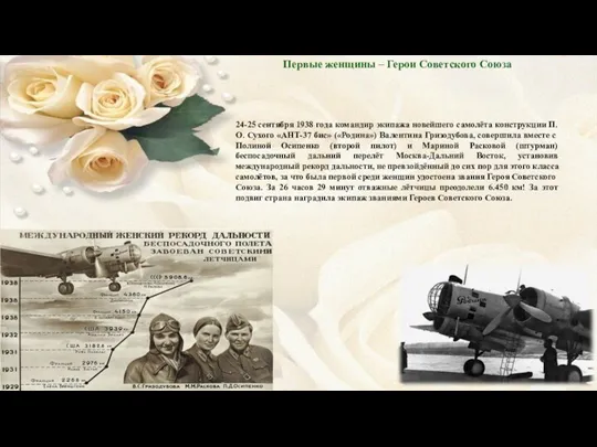 Первые женщины – Герои Советского Союза 24-25 сентября 1938 года командир экипажа новейшего