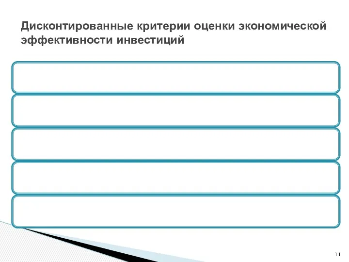 Дисконтированные критерии оценки экономической эффективности инвестиций