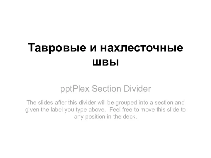 pptPlex Section Divider Тавровые и нахлесточные швы The slides after