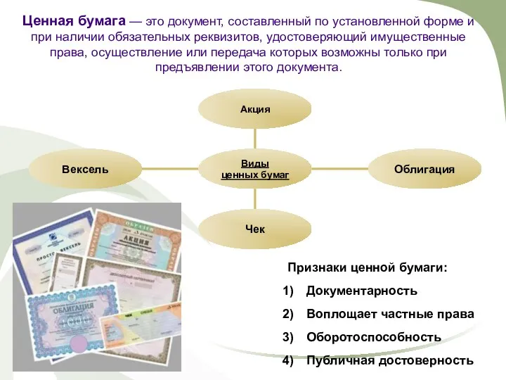 Ценная бумага — это документ, составленный по установленной форме и