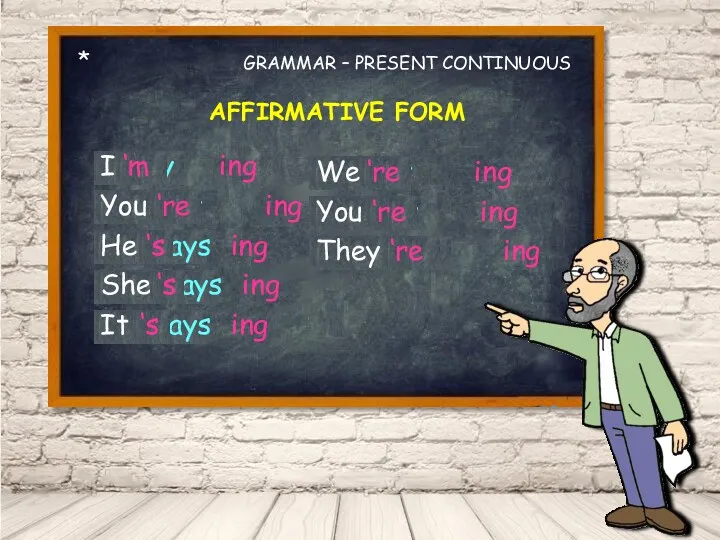 * GRAMMAR – PRESENT CONTINUOUS I play am ing You