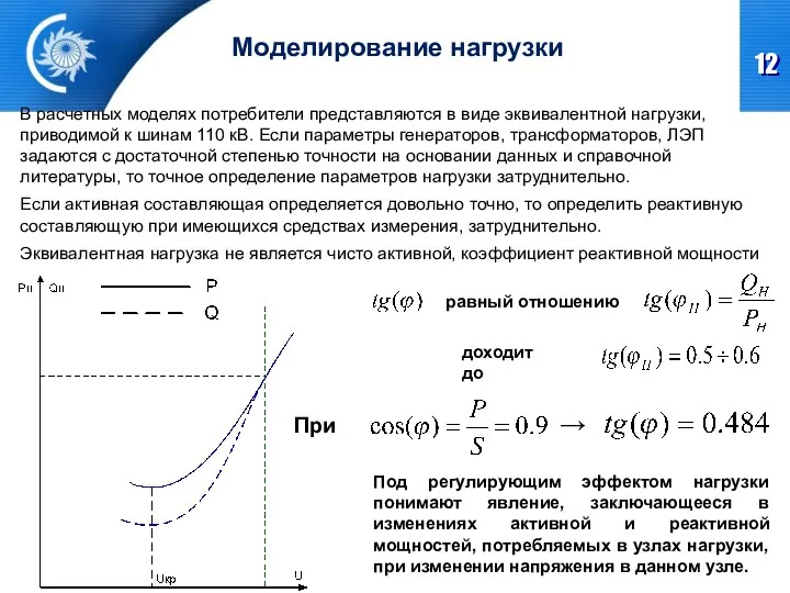 Моделирование нагрузки Под регулирующим эффектом нагрузки понимают явление, заключающееся в