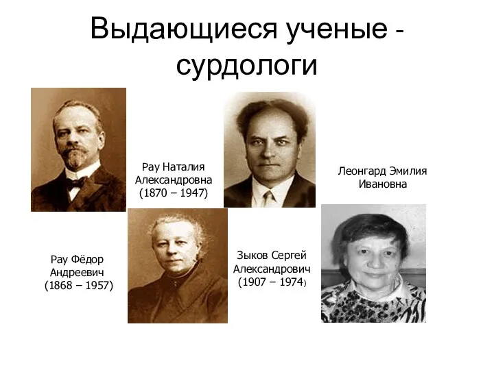 Выдающиеся ученые - сурдологи Рау Фёдор Андреевич (1868 – 1957)