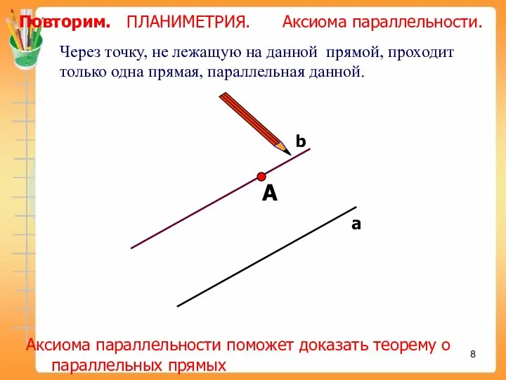 А Через точку, не лежащую на данной прямой, проходит только