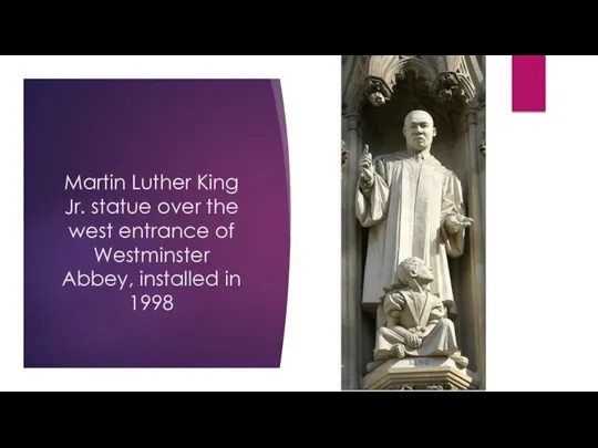 Martin Luther King Jr. statue over the west entrance of Westminster Abbey, installed in 1998
