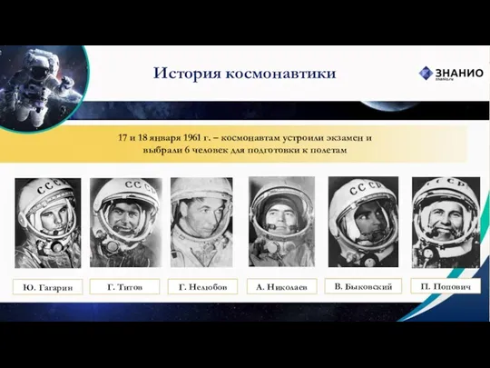 История космонавтики 17 и 18 января 1961 г. – космонавтам