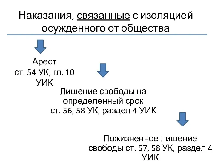 Наказания, связанные с изоляцией осужденного от общества Арест ст. 54