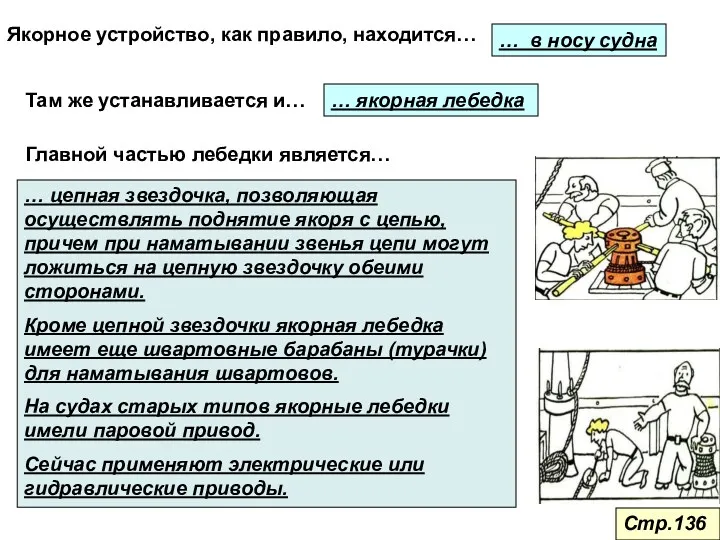 Якорное устройство, как правило, находится… … в носу судна Там