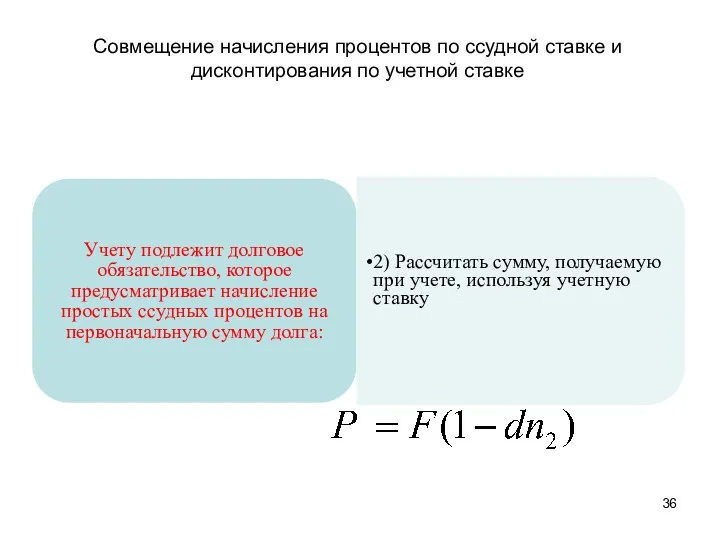 Совмещение начисления процентов по ссудной ставке и дисконтирования по учетной