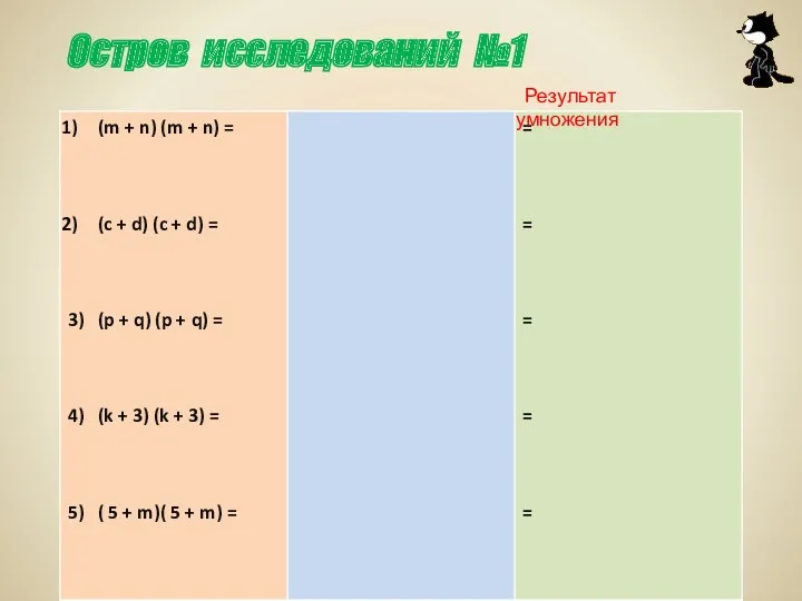 Остров исследований №1 Результат умножения