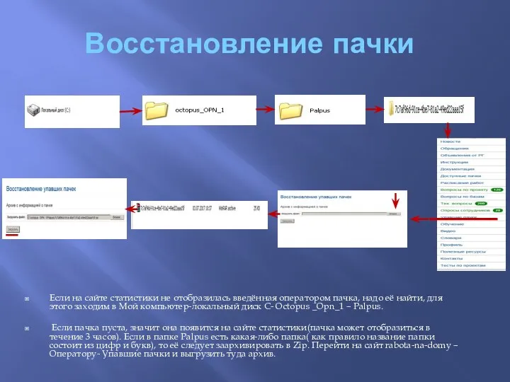 Восстановление пачки Если на сайте статистики не отобразилась введённая оператором