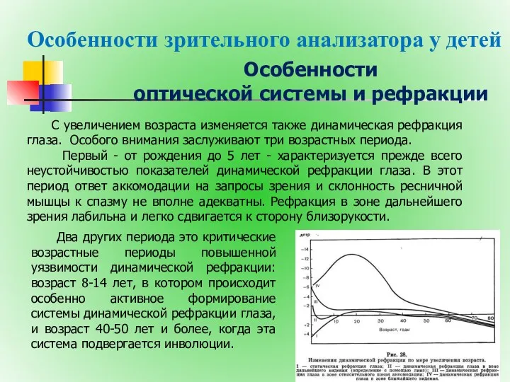 Особенности зрительного анализатора у детей Особенности оптической системы и рефракции