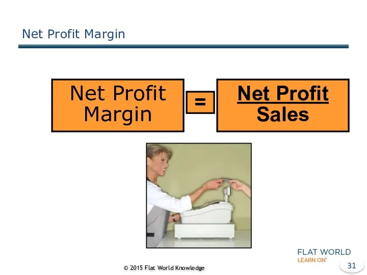Net Profit Margin © 2015 Flat World Knowledge Net Profit Margin = Net Profit Sales