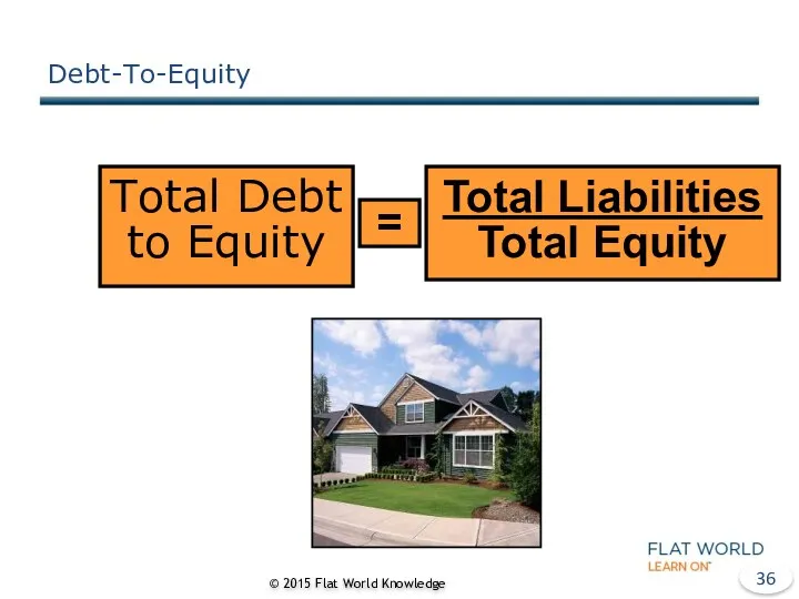 Debt-To-Equity © 2015 Flat World Knowledge Total Debt to Equity = Total Liabilities Total Equity