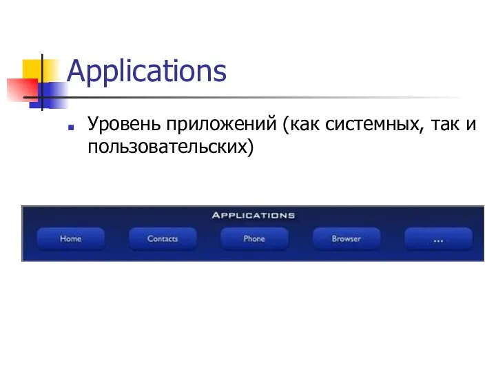 Applications Уровень приложений (как системных, так и пользовательских)