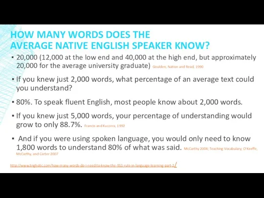 HOW MANY WORDS DOES THE AVERAGE NATIVE ENGLISH SPEAKER KNOW?