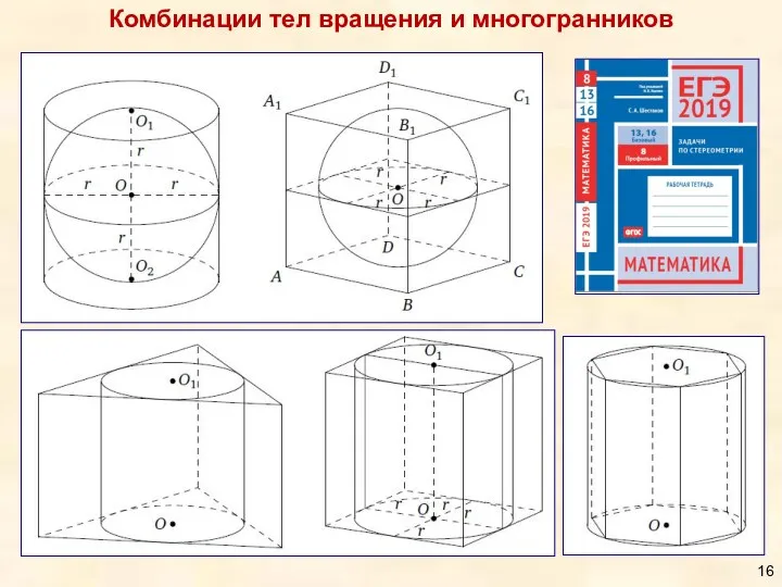 Комбинации тел вращения и многогранников