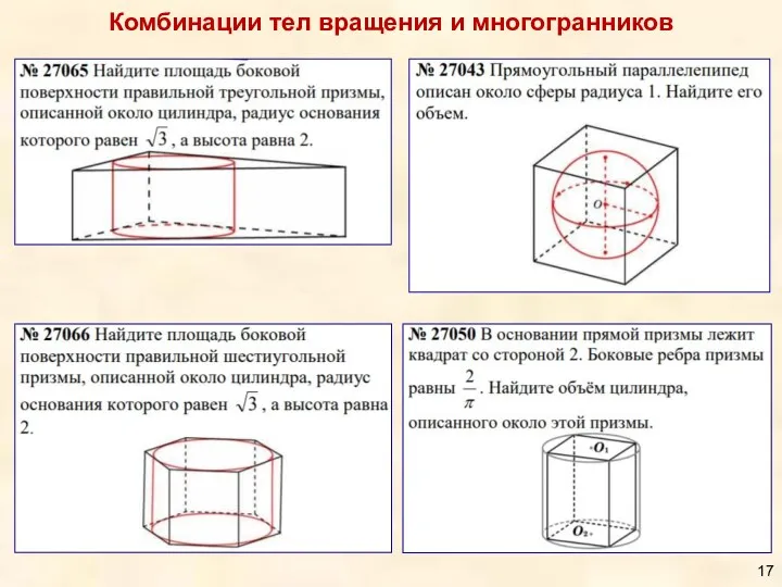 Комбинации тел вращения и многогранников