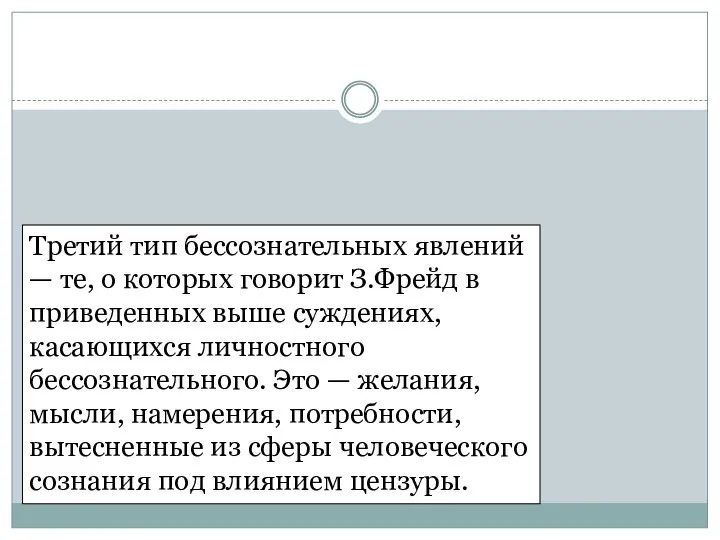 Третий тип бессознательных явлений — те, о которых говорит З.Фрейд