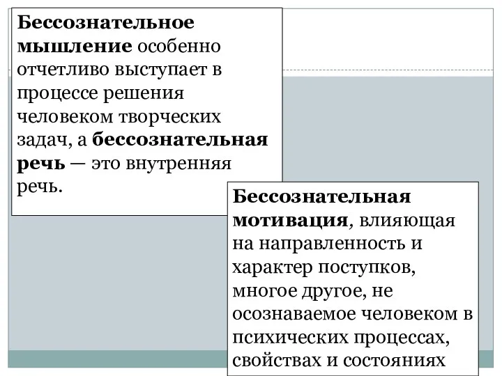 Бессознательное мышление особенно отчетливо выступает в процессе решения человеком творческих