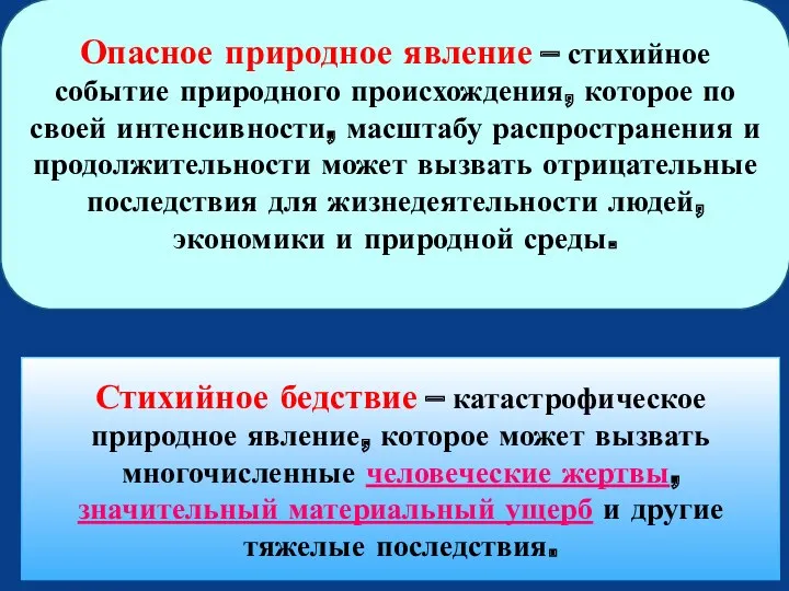 Стихийное бедствие – катастрофическое природное явление, которое может вызвать многочисленные