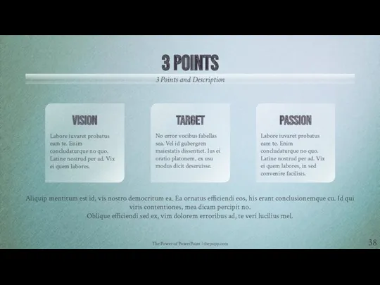 The Power of PowerPoint | thepopp.com 3 Points 3 Points and Description VISION